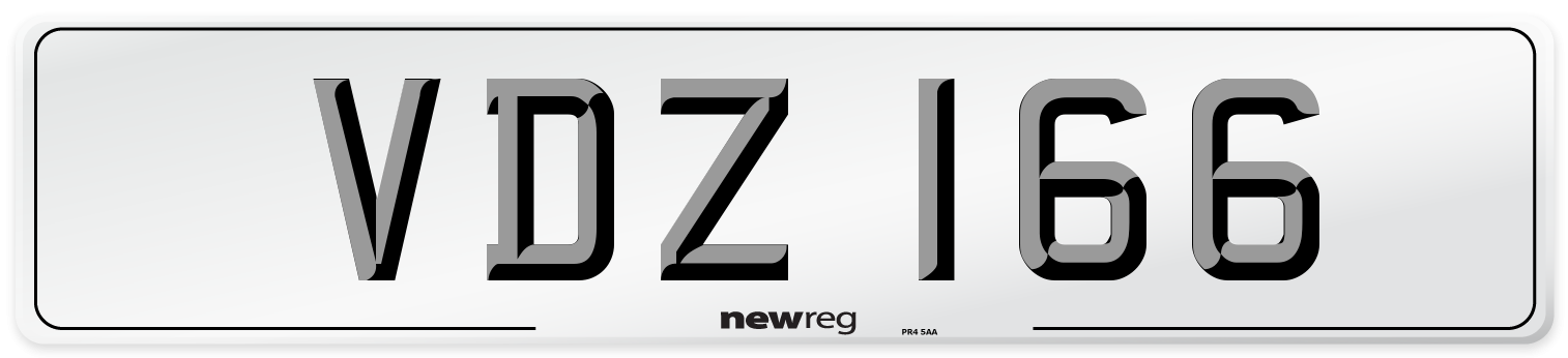 VDZ 166 Number Plate from New Reg